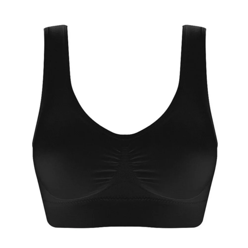 Plu size Women Seamless Yoga Fitness Bras Sports Vest Padded Crop Tops Underwear With Chest Pad Wire Free Bras 4XL-6XL - Цвет: B