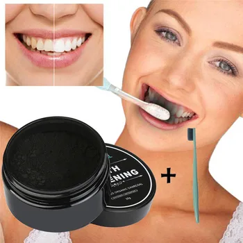 

2018 Hot Sale Teeth Whitening Powder + toothbrush Set Natural Organic Activated Charcoal Bamboo Toothpaste clareamento dental