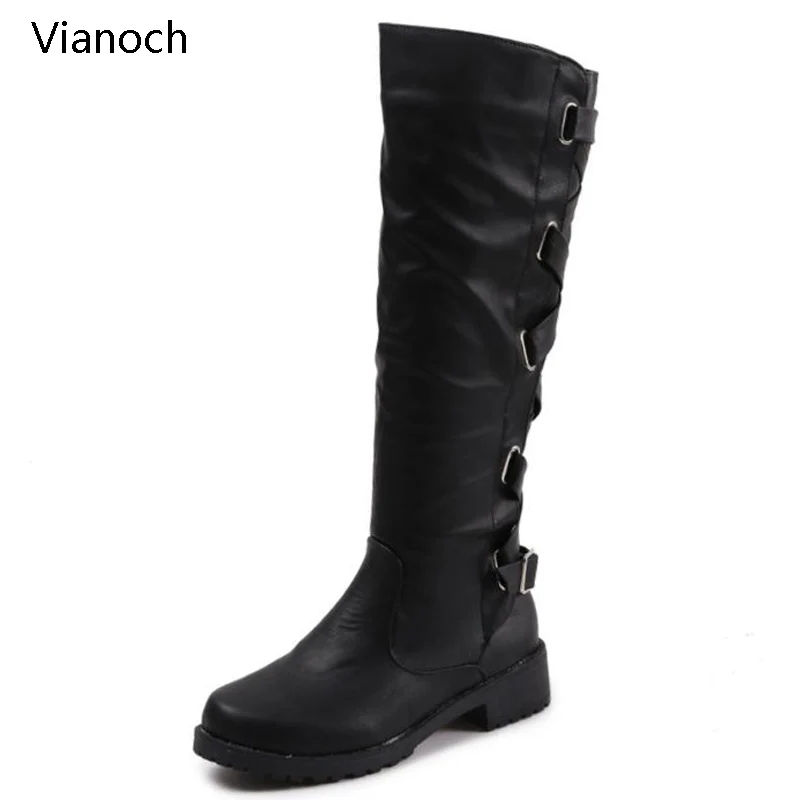 

Vianoch Fashion New Womens Boots Knee Length Winter Warm Flats Casual Shoes Lady Size 40 41 42 43 wo180883