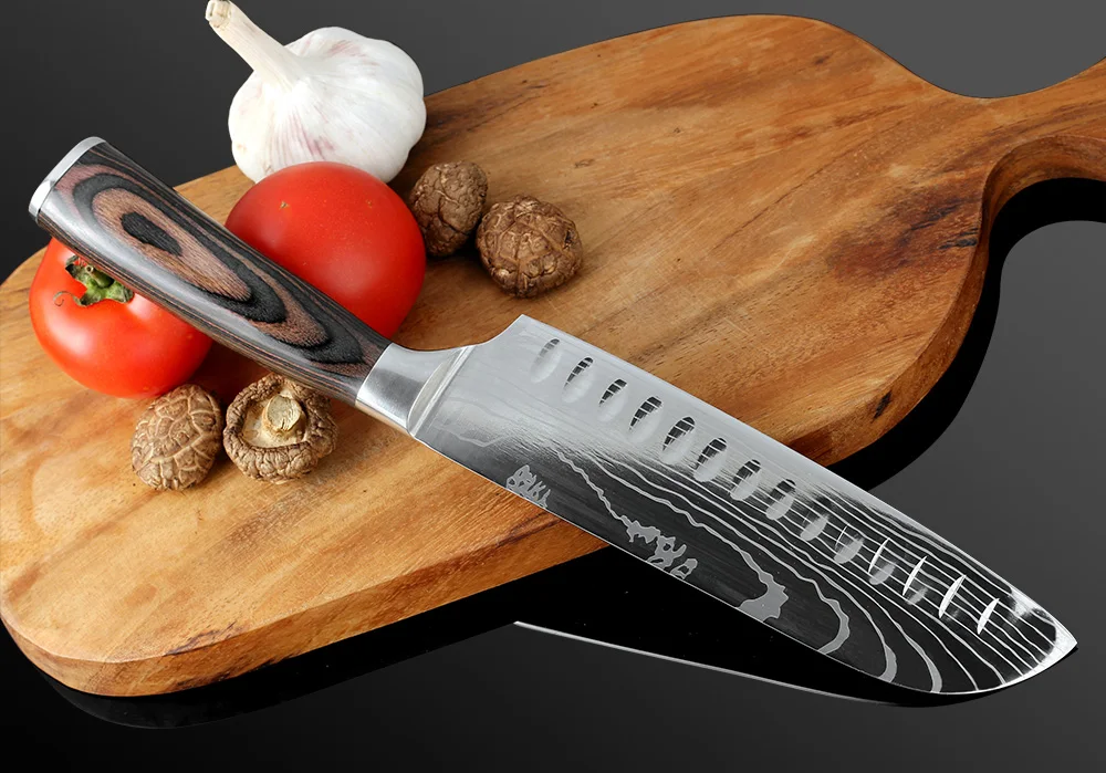 XITUO 7 дюймов японский стиль кухонный дамасский нож шеф-повара деревянная удобная ручка Santoku Кливер универсальный нож инструмент подарок