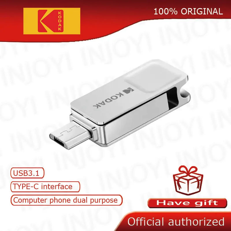 

Original Kodak USB3.1 Type-C Dual Interface Metal USB Flash Drive K223C 16GB 32GB 64GB 128GB Memory stick U Disk USB3.0 pendrive