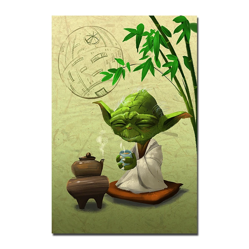 ZEN MASTER Yoda Star Wars 7 The Force Awakens Art Silk Poster Print