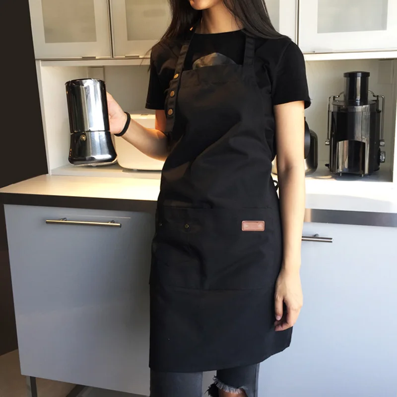 

2018 New Canvas Apron for Women Outsides BBQ Senior Bib Kitchen Cleaning Apron Men Cooking Restaurant Waitress Custom Print Logo