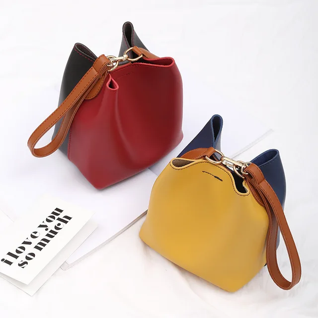 Aliexpress Hit Color Leather Womens Handbag Mini Crossbody Hit Color Leather Womens Handbag Mini Crossbody Handbags Organizer Small Cute Bucket Bag Messenger Women Feminina