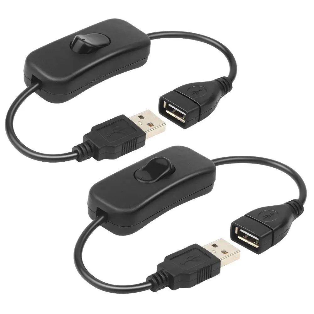 

2pcs Male to Female USB Cable with On/Off Switch, USB Extension Inline Rocker Switch for Driving Recorder, LED Desk Lamp USB Fan