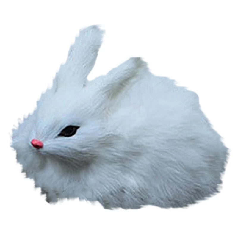 15 см мини реалистичные милые плюшевые кролики мех реалистичные животные Пасхальный кролик Моделирование Кролик игрушка модель подарок на день рождения - Цвет: White