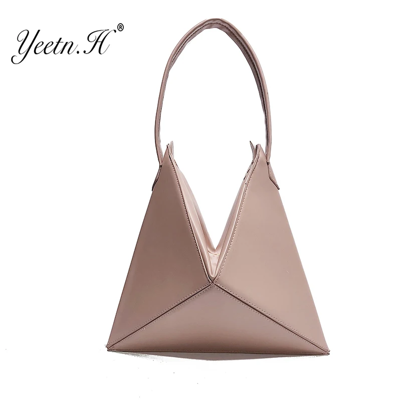 

Yeetn.H Triangular Geometric Portable Large Bag high quality PU leather Handbag New Fashion Messenger Bag Shoulder Bag Y4328