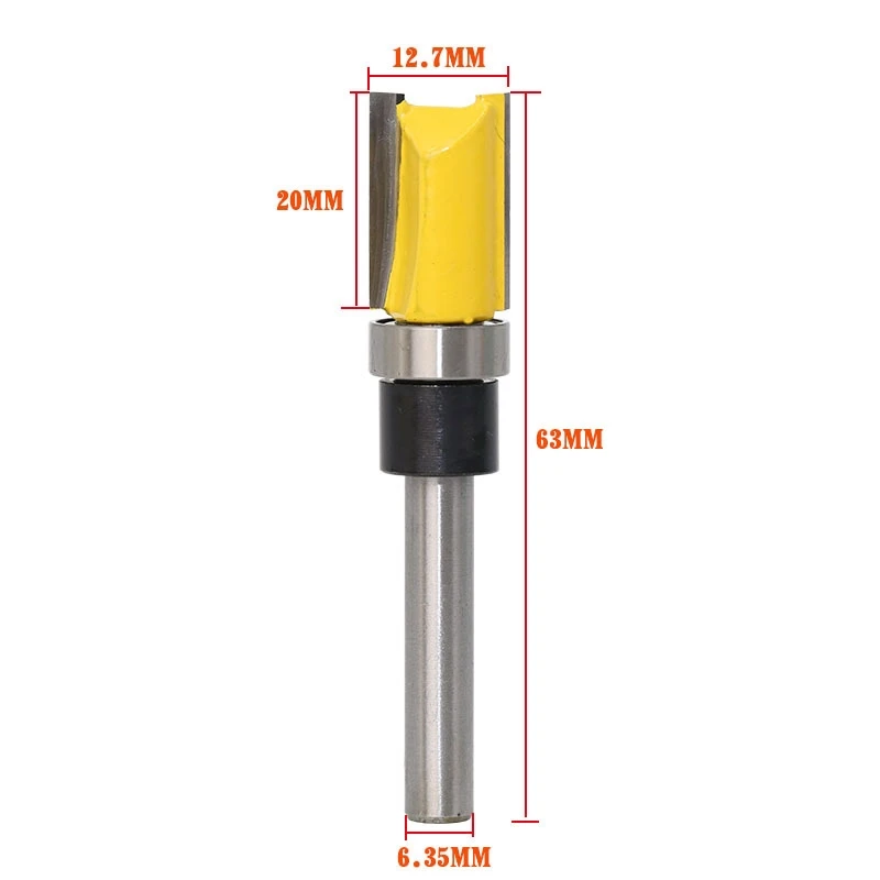 1PC 6.35mm Shank Template Trim Hinge Mortising Router Bit Straight end mill trimmer cleaning flush trim Tenon Cutter