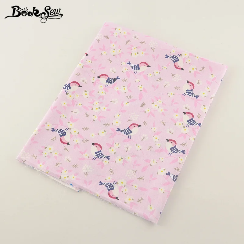 Booksew 2017 New 100% Cotton Twill Fabric High Quality Pink Birds Designs Home Textile Material Sewing Cloth DIY Crafts Baby|cotton twill