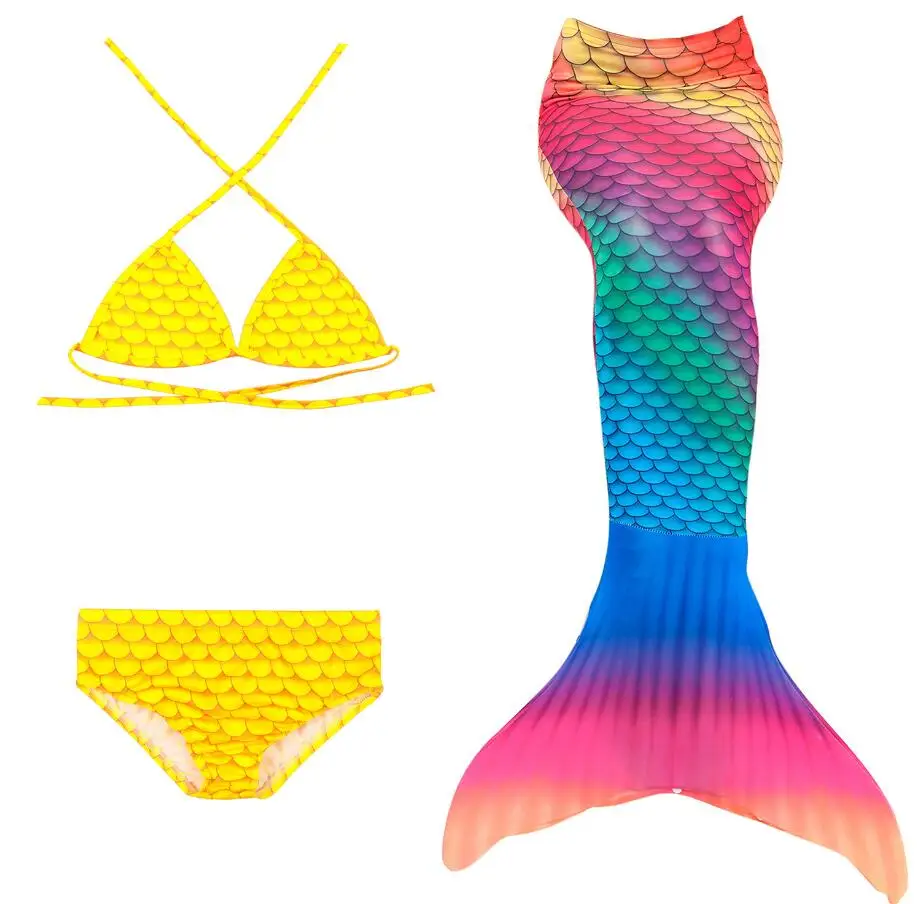 

2019 3pcs Mermaid Tail Swimsuit Girls Cosplay Costume Little Mermaid Tails for swimming Kids Children Dress Bathing suits