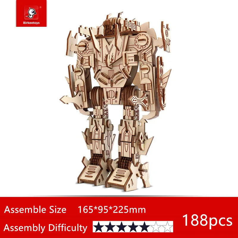 

Craft Assembly Movie Cartoon Wooden 3D Robot Model Building Blocks Science Series Hobbies Toy Kids Teens Adult DIY figures
