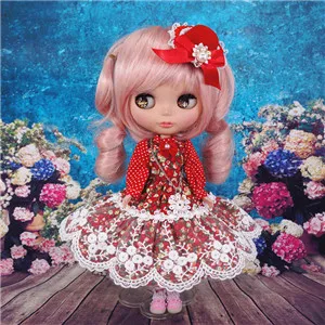 1/6 платье куклы Blyth; р-р: 1/6 Одежда для кукол(подходит для BJD, озон, kurhn, ММК, pullip, лат, licca - Цвет: Красный