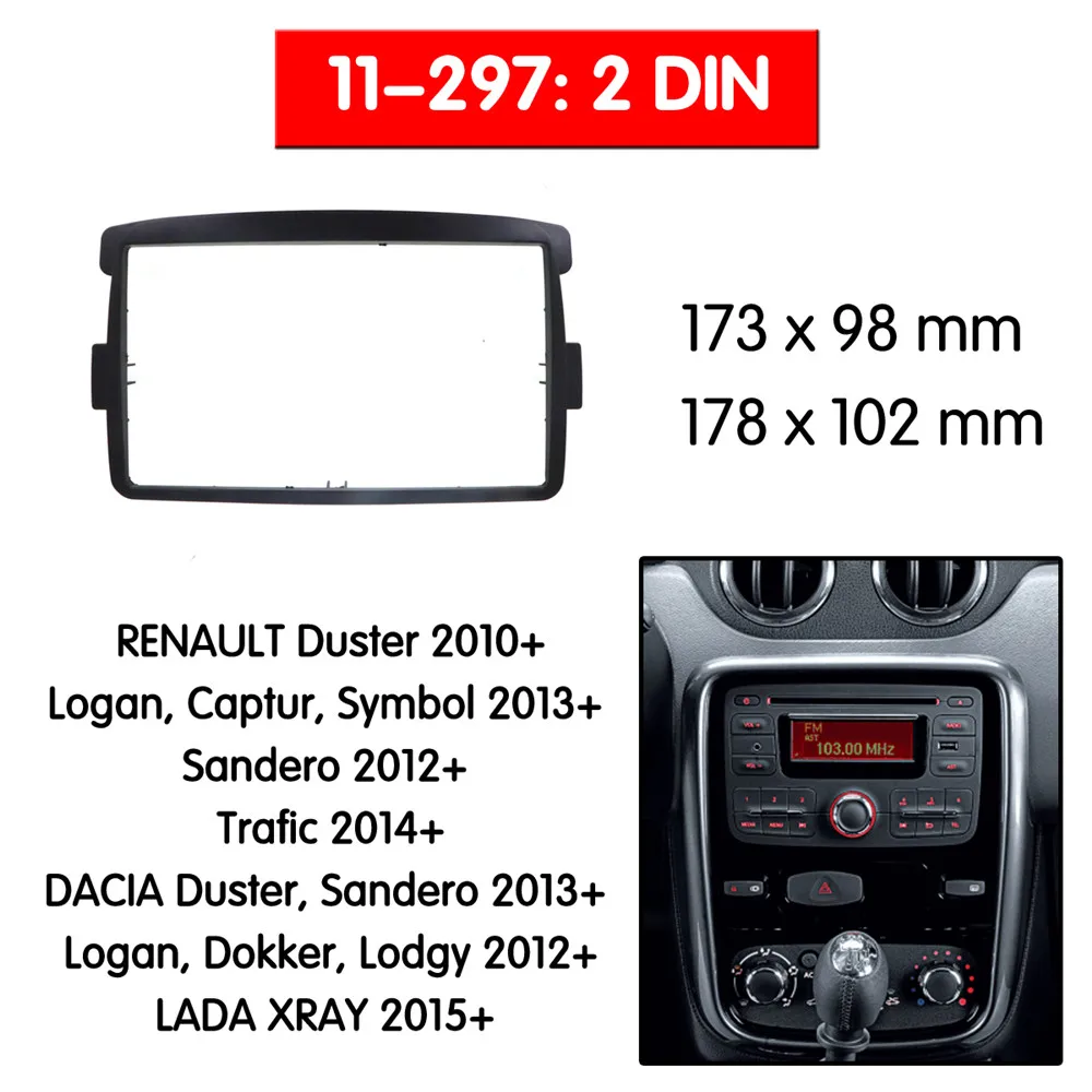2 Din car stereo fitting kit fascia for DACIA RENAULT duster sandero 2012-2017 black 