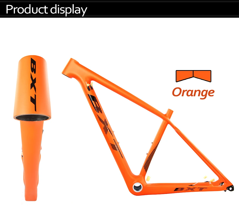 Excellent 29er Full carbon fiber mountain bike frame carbon MTB bicycle frame orange frameset BSA Disc brake frames orange S M L 22