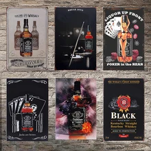 Виски Винтаж жестяная вывеска бар украшение для стен дома, паба ретро металл искусство пиво кофе плакат тарелка 1001(893