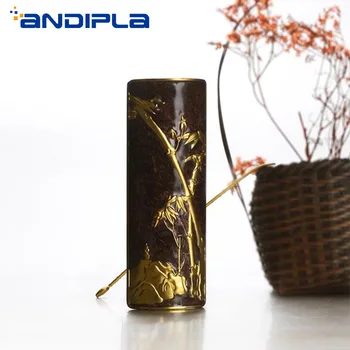 

Chinese Kung Fu Tea Set Tea Ceremony Accessories Copper Bamboo Pattern Tea Spoons Teaware Tea Shovel Creative Vintage Collection