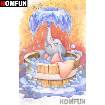 

HOMFUN Full Square/Round Drill 5D DIY Diamond Painting "Cartoon elephant" Embroidery Cross Stitch 5D Home Decor A15732