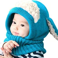 Брендовые милые теплые зимние лыжные шапочки для девочек и мальчиков, шапка, шарф с капюшоном, ушанка, вязаная шапка для малышей - Цвет: B