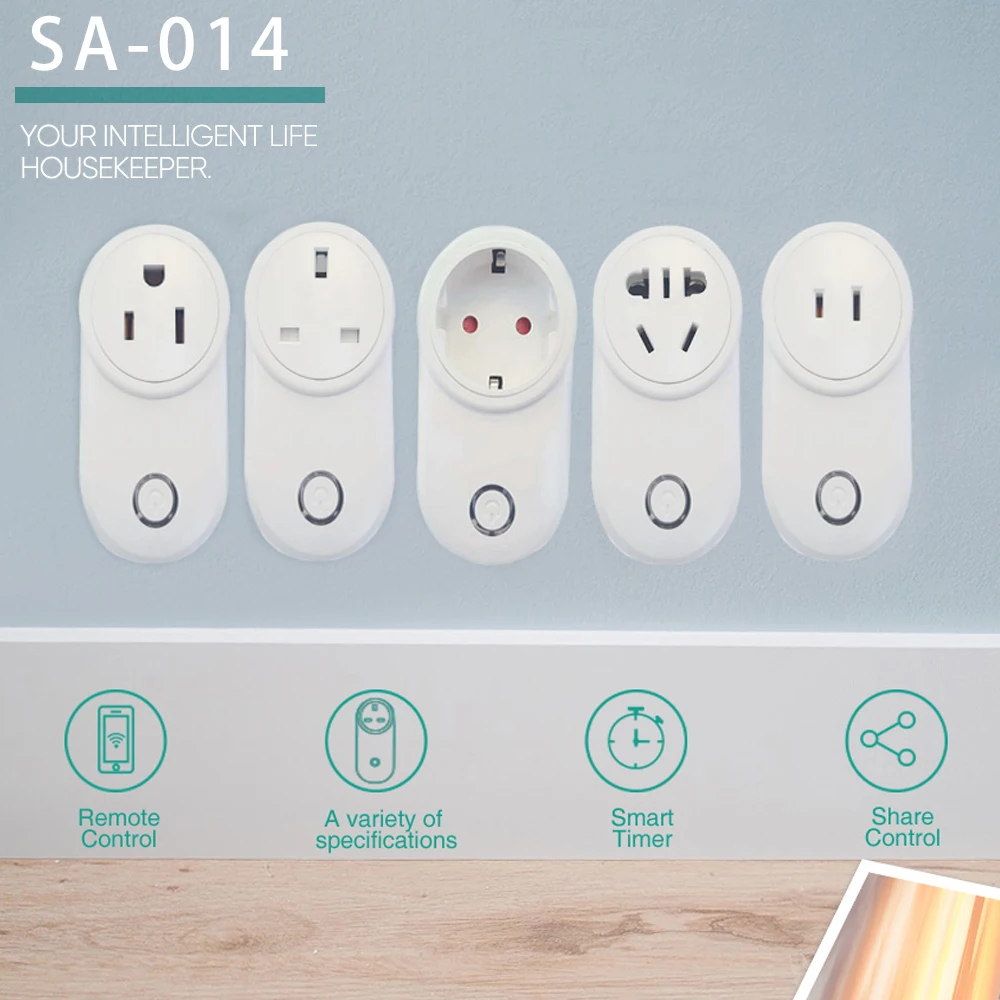 Ewelink SA-014 Smart Socket Home WiFi Switch Work with Alexa Echo Google Multi-Standard Plug APP Voice Remote Control | Электроника