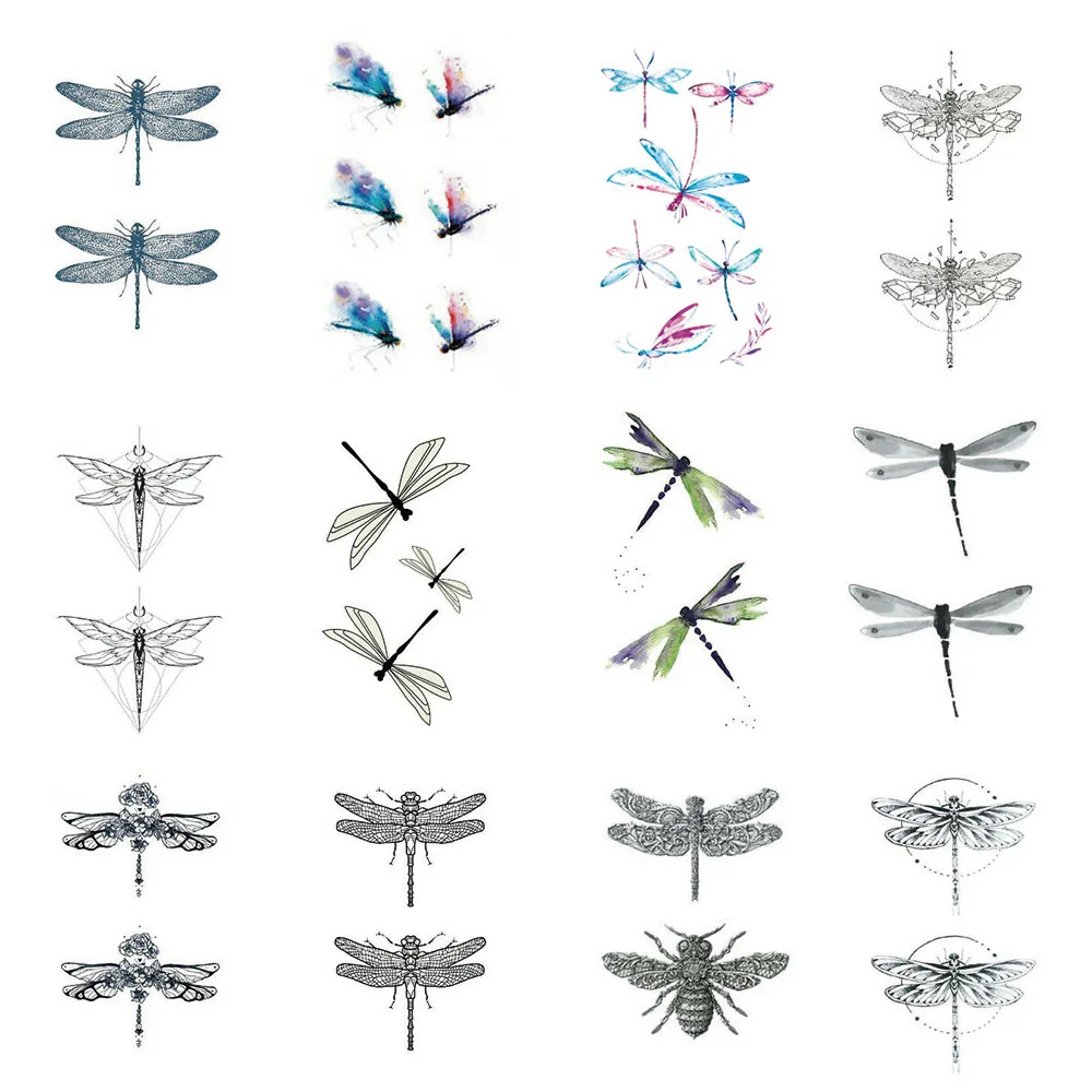 

Dragonfly Temporary Tattoo Sticker Waterproof Women Girls Shoulder Arm Back Hand Fake Tattoos 10.5X6cm