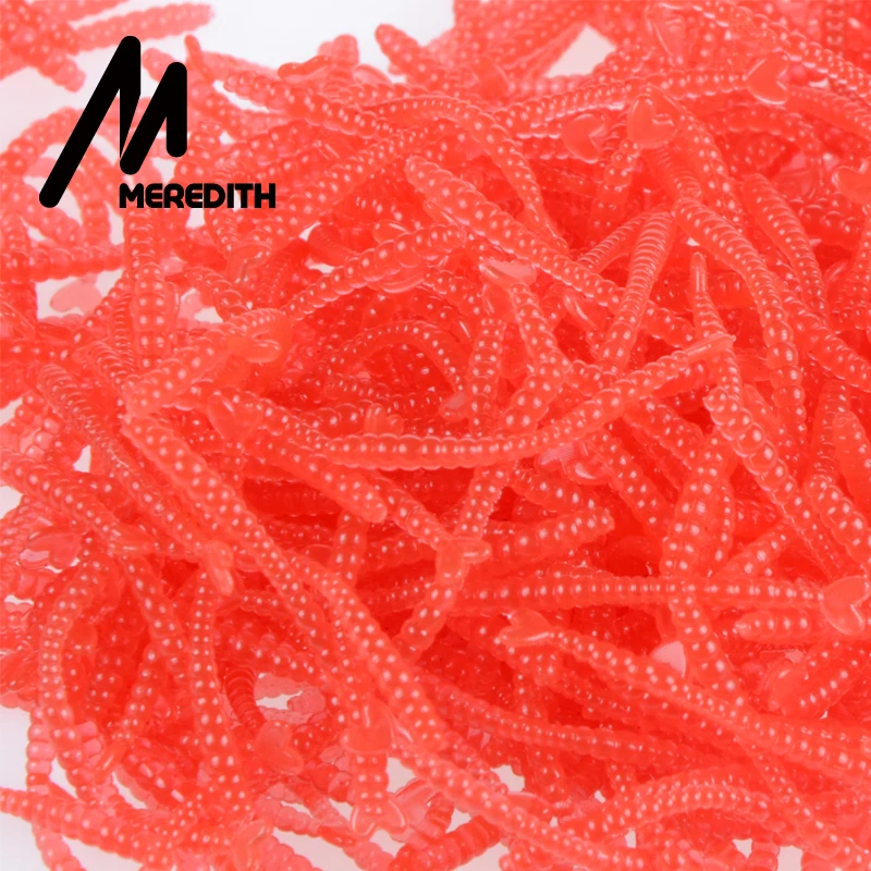 Meredith 200 шт., приманки червя красного цвета, 2 см,, мягкие приманки для ловли карпа, набор искусственных рыболовных снастей, JXC01-2