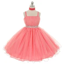 Grande Fille Robes Enfants Parti Robe D’été Robe Princesse Fille Robes De Mariage D’anniversaire 2 pcs Fleurs Perle 3-12ans