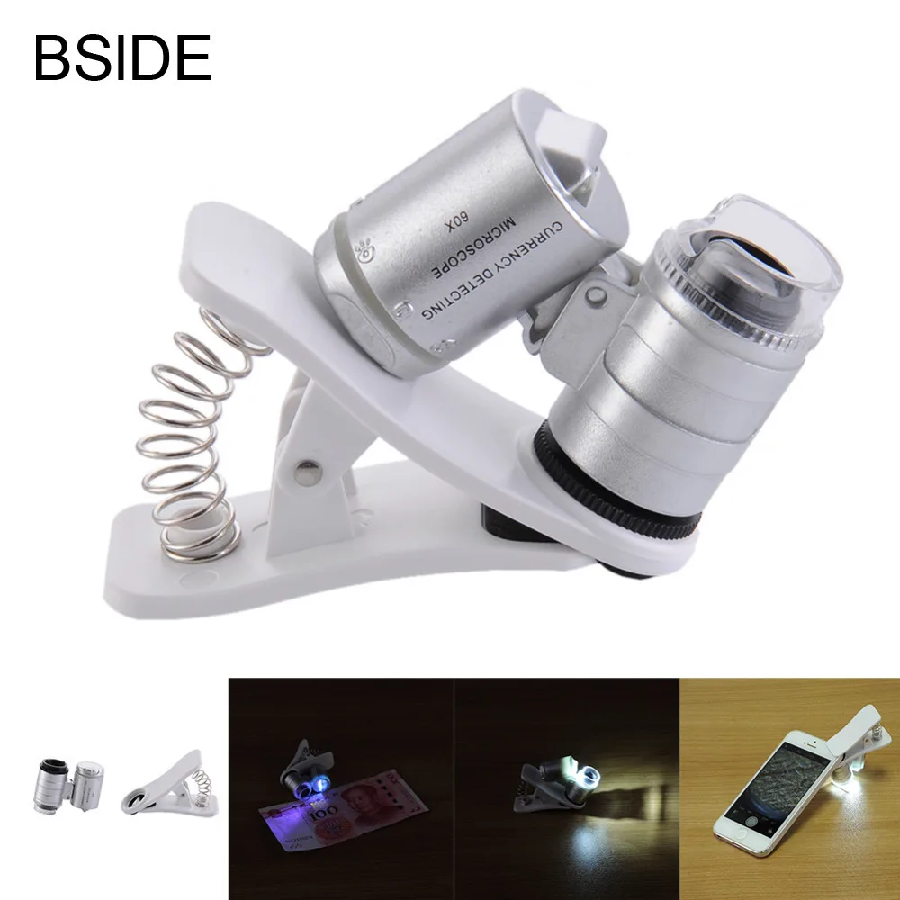 

60X Clip-On 9882W phone Microscope Magnifier with LED / UV Lights for Universal SmartPhones iPhone Samsung HTC Magnifier