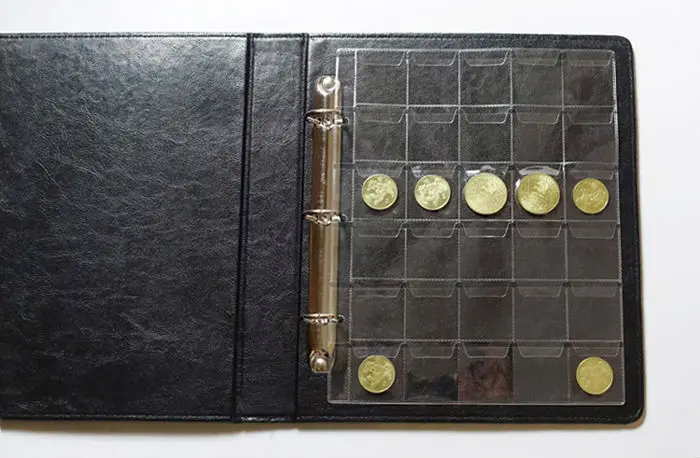 30 pieces/page storage coins album sheets loose-leaf inners of Coin Holders coins collection album coin collection album 10PCS/Lot