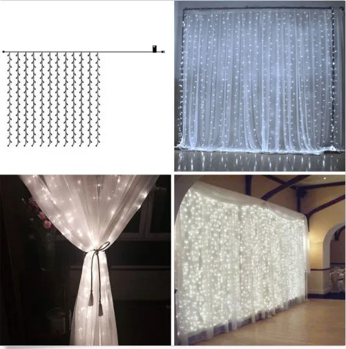 

Battery Operated 300 LED Curtain String Light Indoor Decor Lamp Bed Room Window