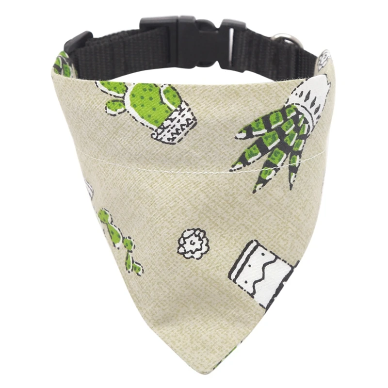 

Pet Dog and Cat Bandanas Scarf Printed Canvas Dog Bibs Saliva Towel with Adjustable Nylon Strap Collar