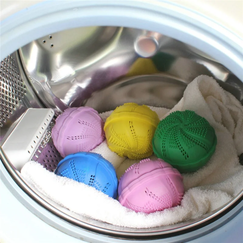 

Eco-Friendly Natural Ore Plastic Rubber Decontamination Anti-Winding Laundry Ball Discs Random Color