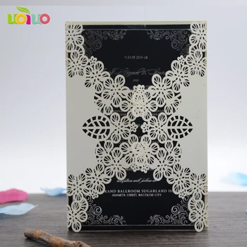 

free logo paper flower laser cut China wedding invitation card