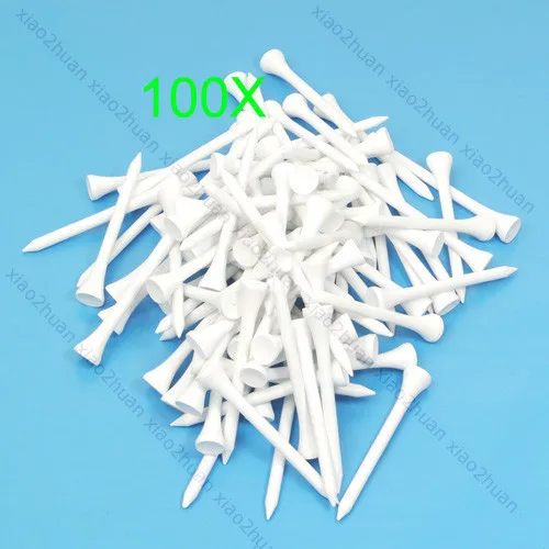 100 pcs 70mm الأبيض كرة جولف الخشب المحملة الرياضة في الهواء الطلق خشبية تيز