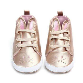 

Baby Girls Shoes PU Newborn First Walkers Solid Cute Rabbit Pattern Soft Soled Non-slip Footwear Baby Shoes Sneaker