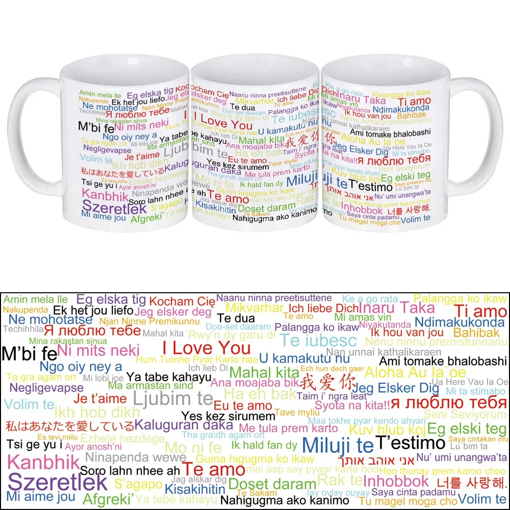 100 языков I Love You Романтическая любовь кофейная кружка день Святого Валентина