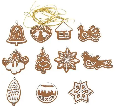

11 pcs/pack Hanging Ornament Snowflakes Decor Polymer Clay Drop Pendants Christmas Tree Baubles Decoration Enfeites Ornaments