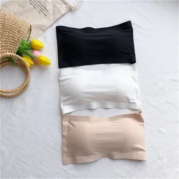 

Seamless One-piece Tube Tops Women lingerie Womens Ice Silk Bottoming Underwear Strapless Bra Bandeau Tube Top