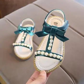 

New Summer Kids Comfortable Beach Shoes Baby Princess Pearl Beading Sandals Beautiful Fashion Shoes Girls