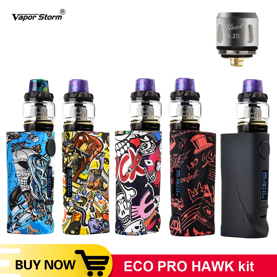 Оригинальный комплект Vapor Storm ECO PRO HAWK с 5-80 Вт Mod 2 мл/6 мл сетчатая катушка Hawk Tank