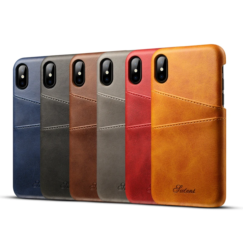 

Phone Case Luxury Card Holder PU Leather Slots For iPhone X XR XS Max 7 7 plus Slim Hybrid Hard Plastic Cover 10 6 6S 8 7 Plus