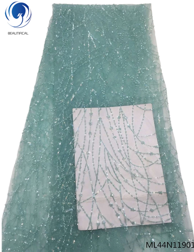 

Beautifical sequin lace fabrics 2019 african lace fabric with sequins french shiny laces fabrics for wedding 5yards/lot ML44N119