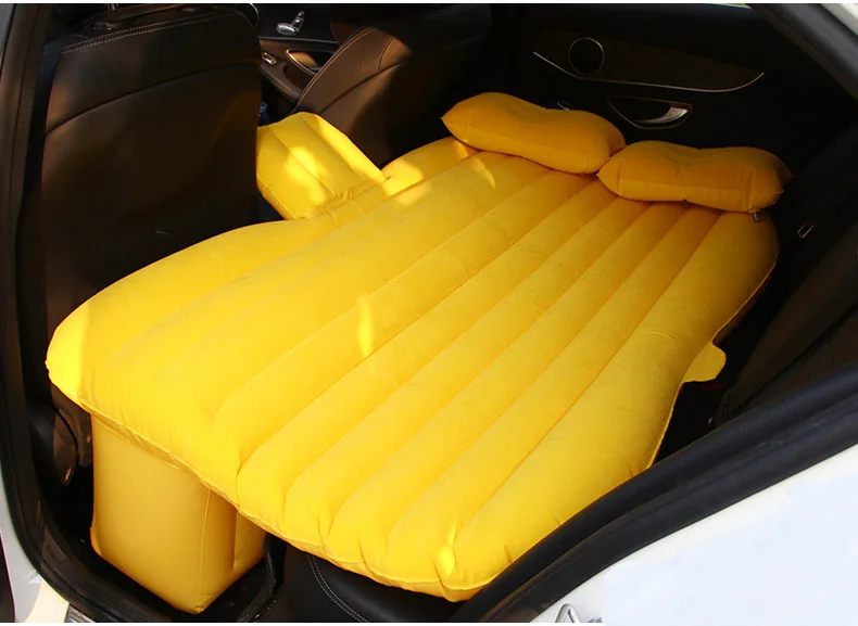 Venta caliente del coche cama de aire colchón inflable asiento trasero cojín 2 almohadas buena calidad coche cama para viajes Camping flocado paño