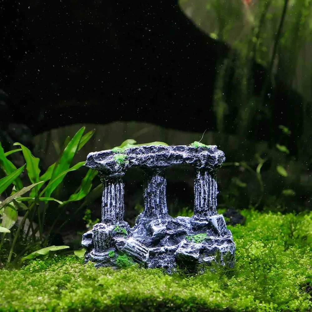 Three columns Resin Rome Square Stone Pillars Aquarium Landscaping for Fish Tank Ornament Decoration Landscap Decorative