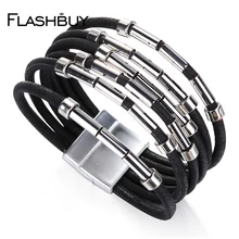 Amorcome Многослойные кожаный корпус браслет для Для женщин унисекс ювелирные Стразы Подвеска из сплава кожа богемный плащ Браслеты