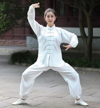 Hot Sale White Female Kung Fu Suit Chinese Women’s Satin Rayon Tai Chi Uniform Size XXS XS S M L XL XXL XXXL 2526