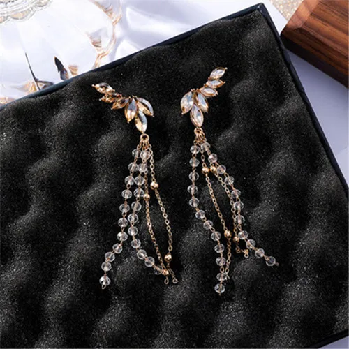 

ear Line 2019 Korean New Trendy Crystal tassel Personality Ear Earrings For Women Girls Pendientes