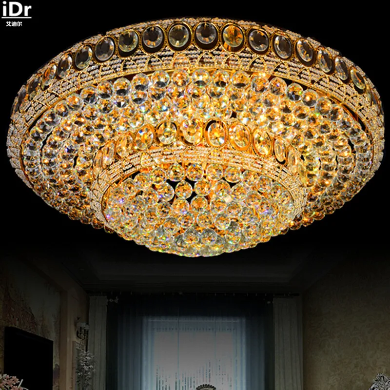 

Round living room crystal lamp golden LED lights living room bedroom modern living room Study Available Ceiling Lights Rmy-070