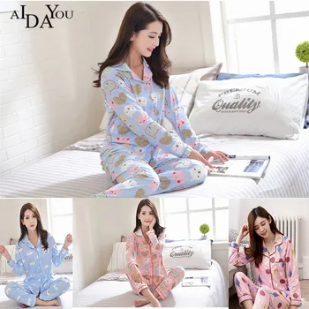 

Womens Pajama Sets Korean Kawaii Long Sleeve Sleep Louge Sleepwear Plus Size 18 Styles ouc3376