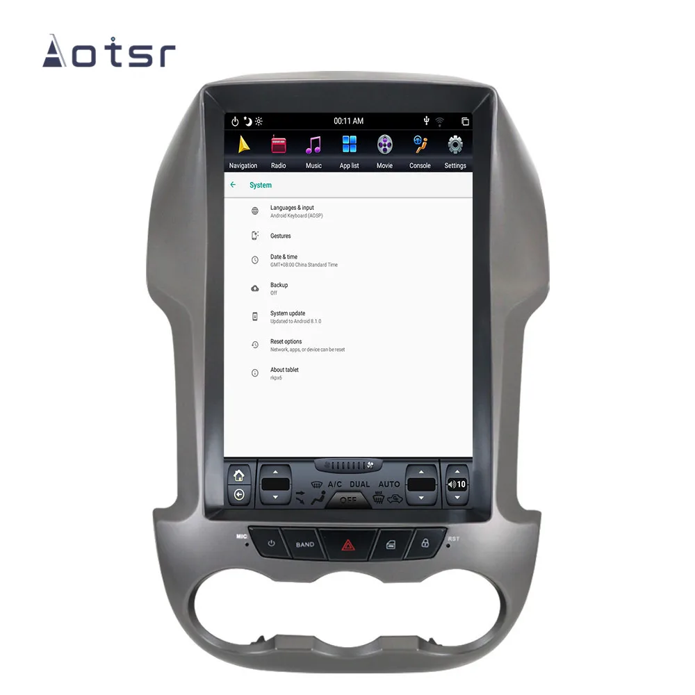 Cheap Android 8.1 4+64G Tesla style DVD multimedia player GPS navigation for Ford Ranger F250 2011+ Auto stereo radio player Head unit 5