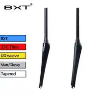 BXT すべて自転車部品道路フルカーボンフォーク 700C * 23C タイヤ ud カーボンファイバー自転車フロントフォーク Tapere 自転車フォーク無料船